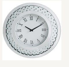 Nysa Mirrored & Faux Crystals Wall Clock - Ornate Home