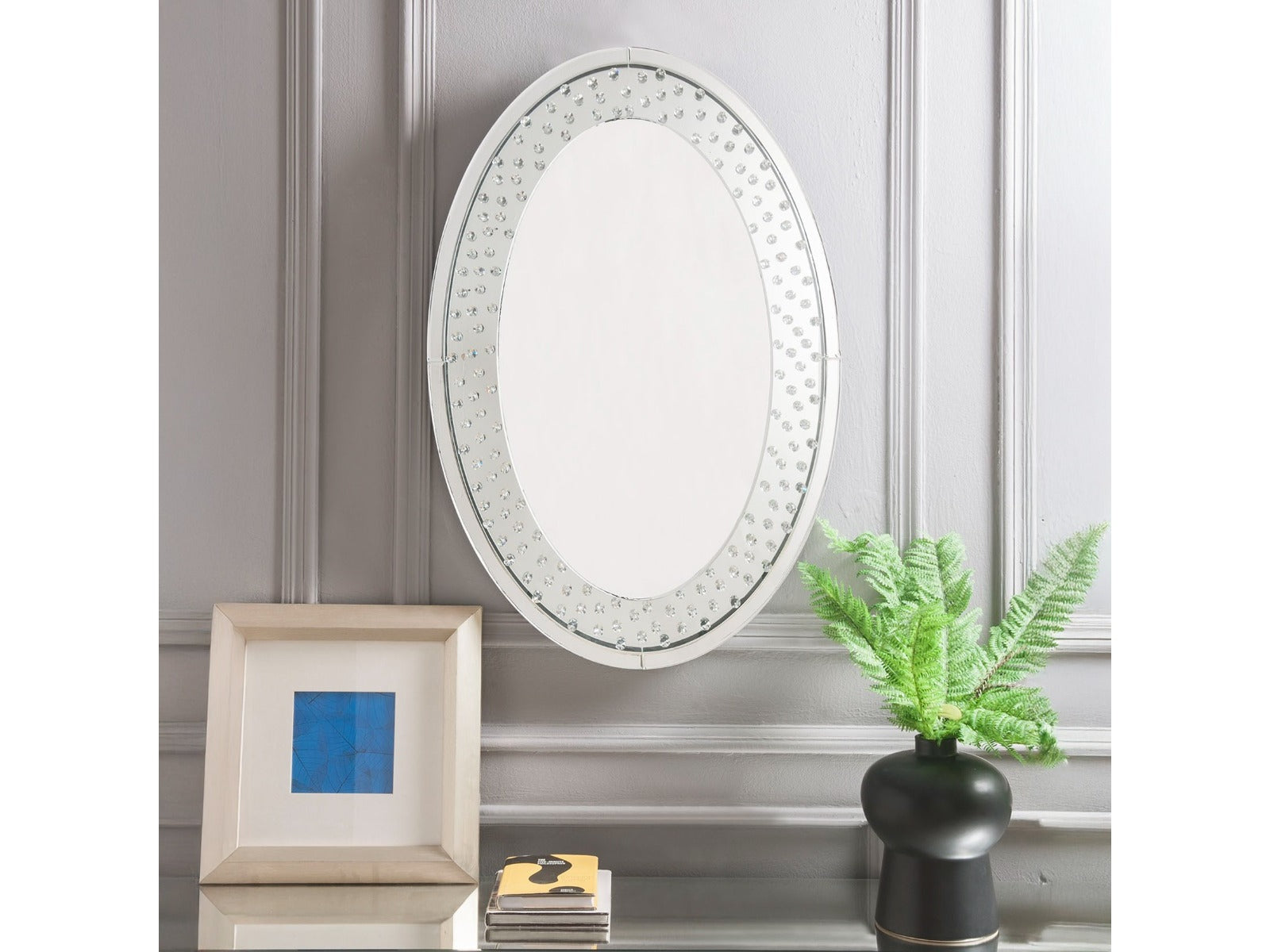 Nysa Mirrored & Faux Crystals Wall Decor - Ornate Home