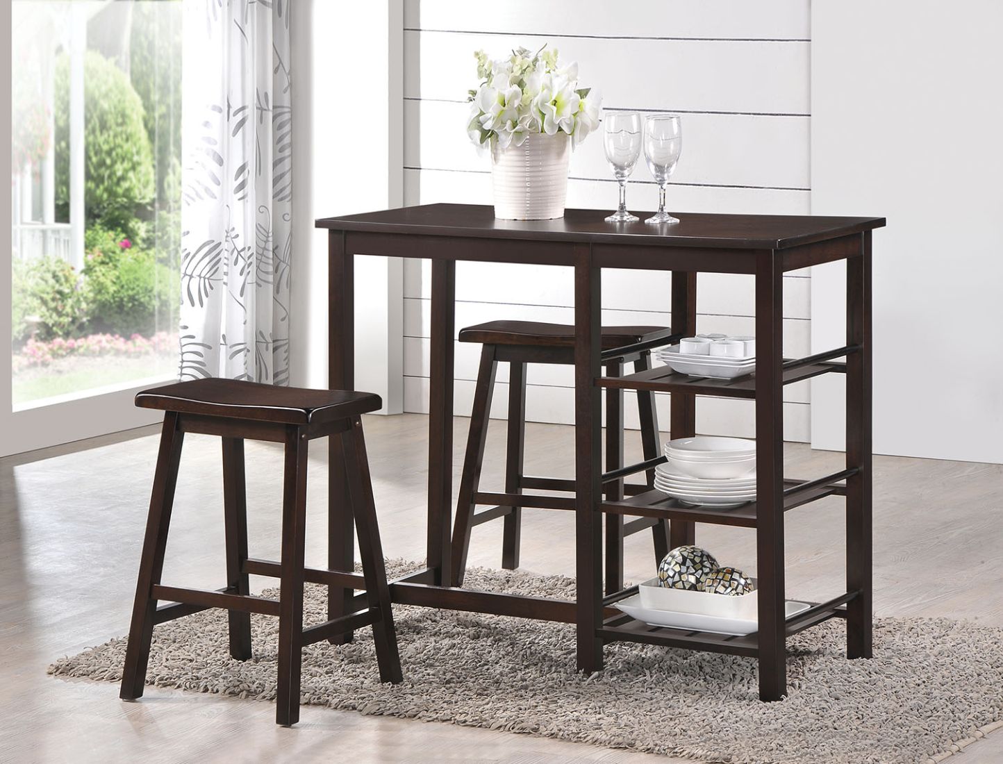 Nyssa Walnut 3-Pc Counter Height Set - Ornate Home