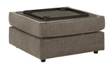 O'Phannon Putty Ottoman w/ Storage & Built-in Table Top (Online Special Price) - Ornate Home