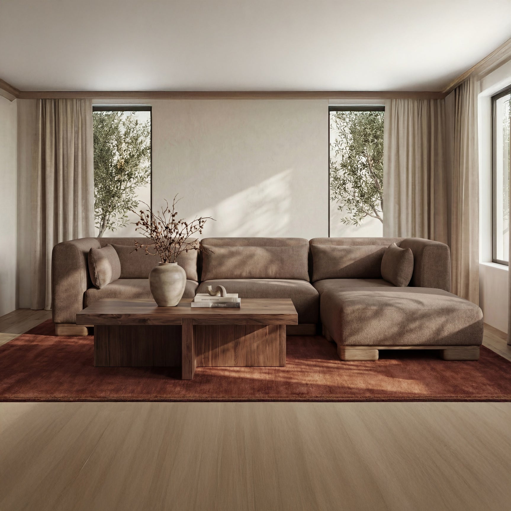 June Dark Brown Lounge Modular Sectional
