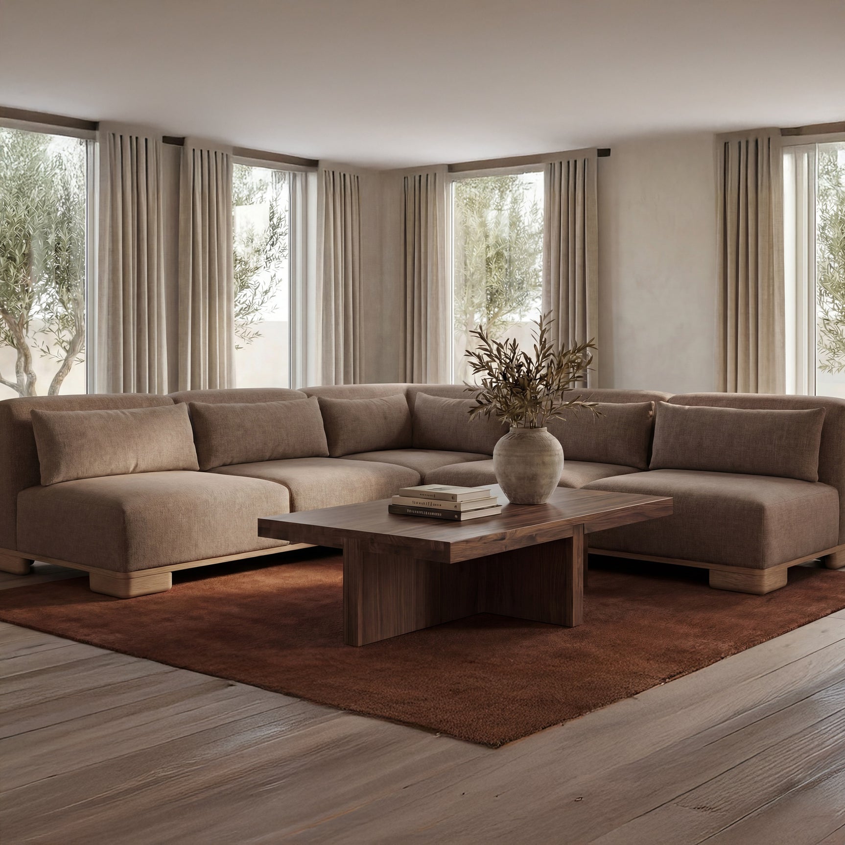 June Dark Brown Corner Modular Sectional