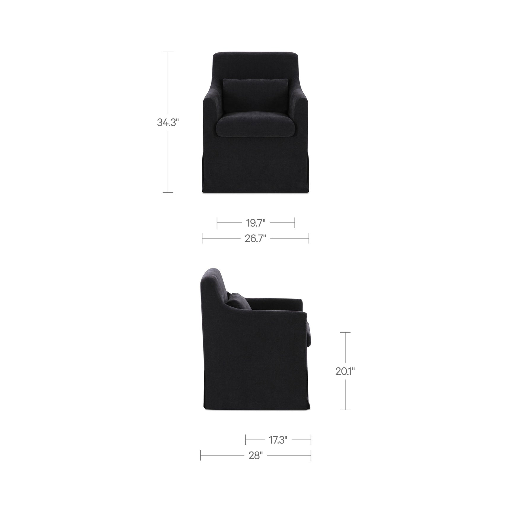 Lydia Black Slipcover Dining Chair