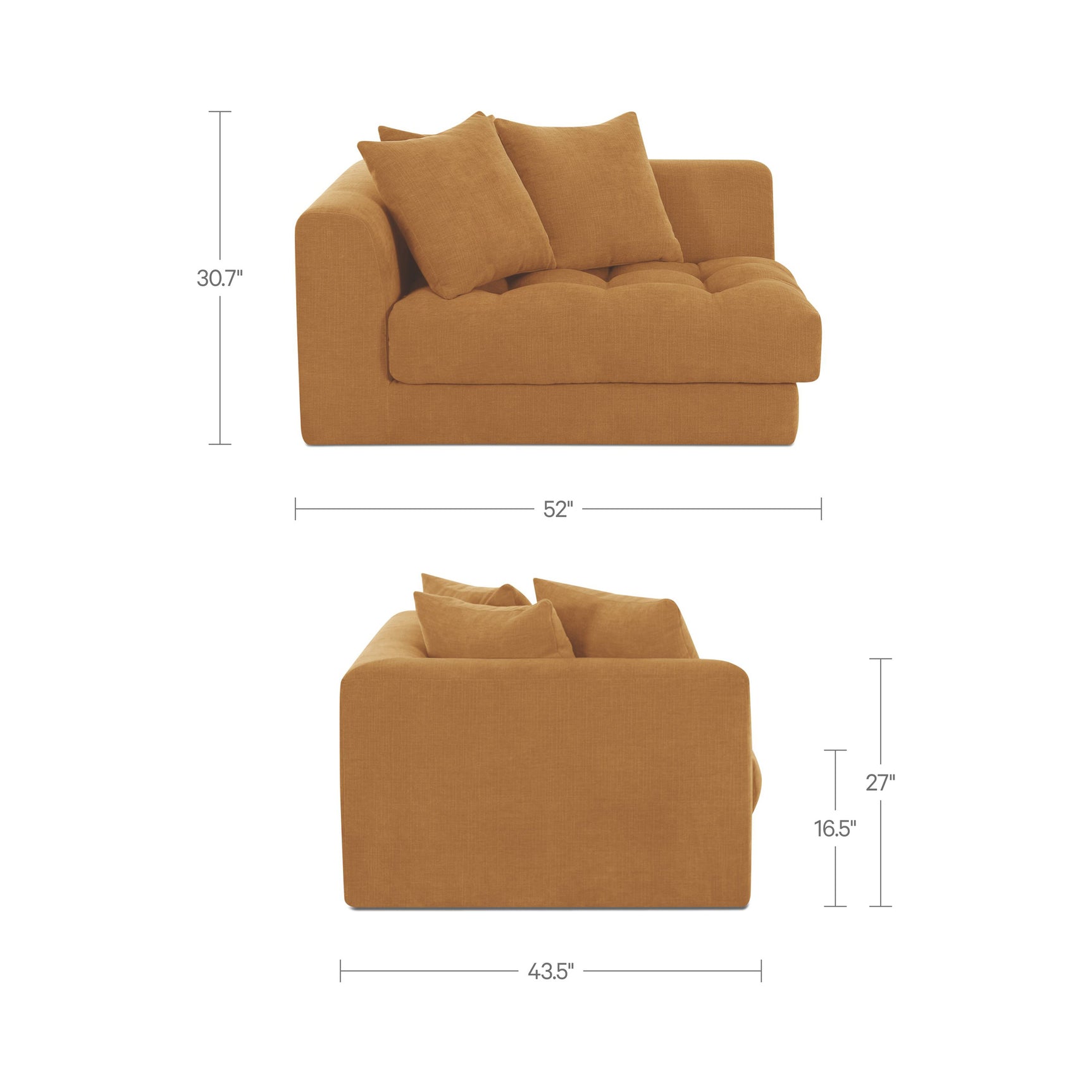 Davie Golden Yellow Left Arm Facing Chair