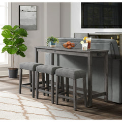 Oak Lawn Charcoal Grey Bar Table Set (Table + 3 Grey Fabric Stools) - Ornate Home