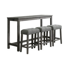 Oak Lawn Charcoal Grey Bar Table Set (Table + 3 Grey Fabric Stools) - Ornate Home