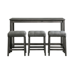 Oak Lawn Charcoal Grey Bar Table Set (Table + 3 Grey Fabric Stools) - Ornate Home