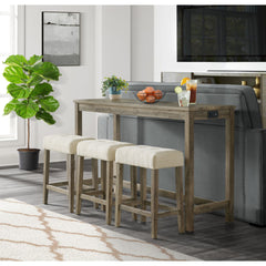 Oak Lawn Oak Bar Table Set (Table + Three Stools) - Ornate Home