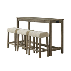 Oak Lawn Oak Bar Table Set (Table + Three Stools) - Ornate Home