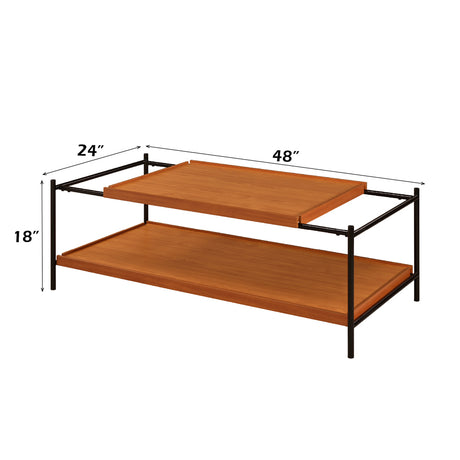 Oaken Honey Oak & Black Coffee Table - Ornate Home