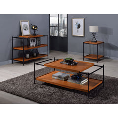 Oaken Honey Oak & Black Coffee Table - Ornate Home