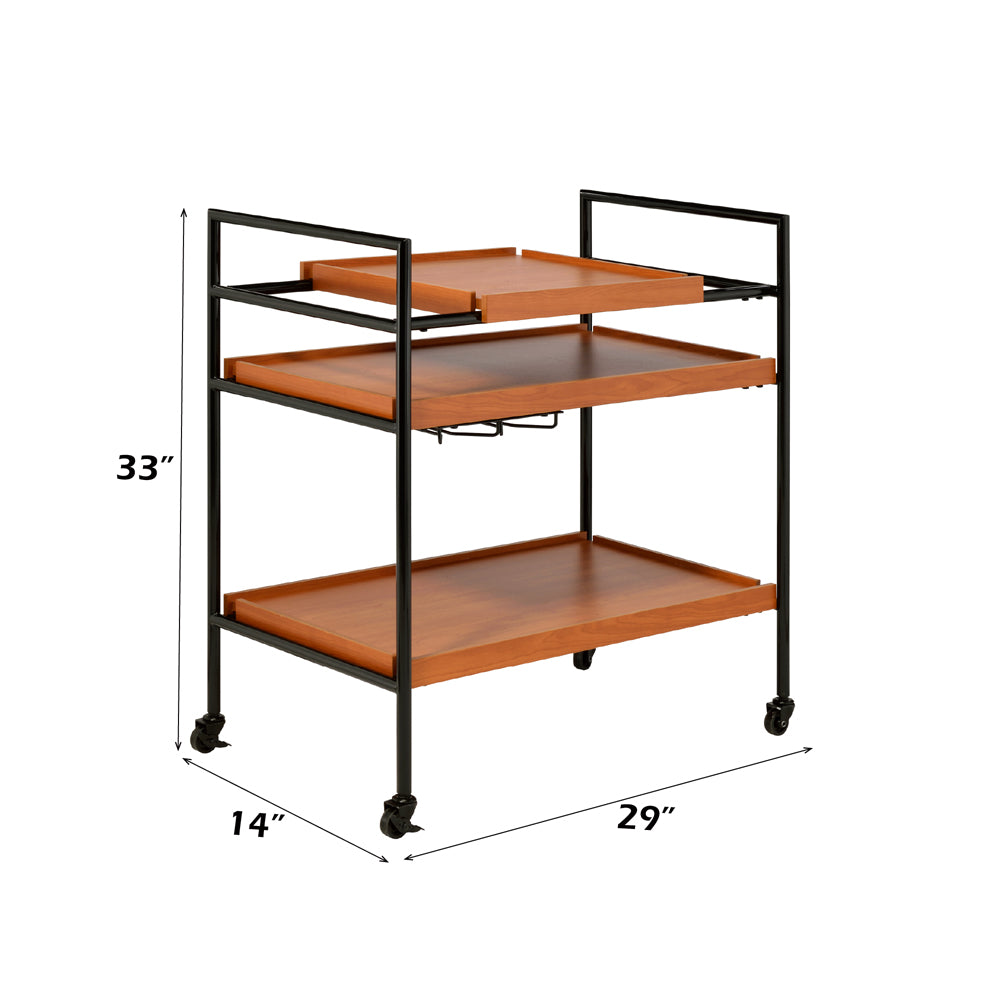 Oaken Honey Oak & Black Serving Cart - Ornate Home