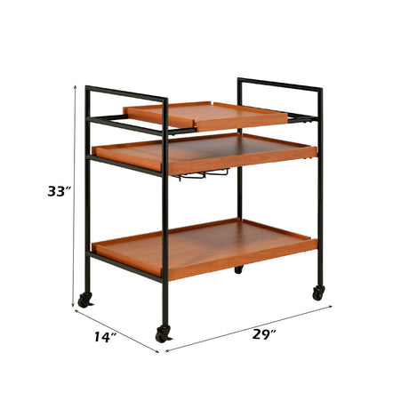 Oaken Honey Oak & Black Serving Cart - Ornate Home