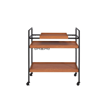 Oaken Honey Oak & Black Serving Cart - Ornate Home