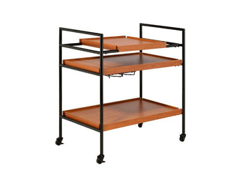 Oaken Honey Oak & Black Serving Cart - Ornate Home