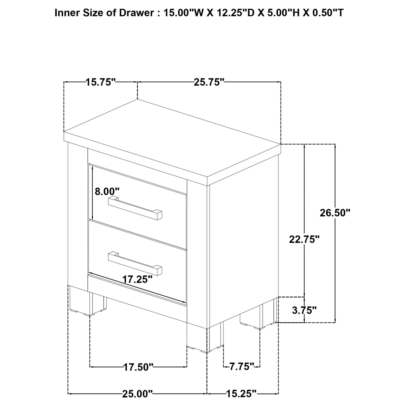Oakglen Weathered Oak 2-drawer Nightstand Bedside Table - Ornate Home