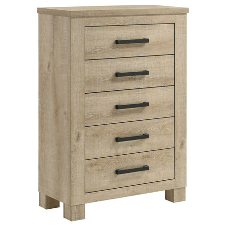 Oakglen Weathered Oak 5-drawer Bedroom Chest of Drawers - Ornate Home