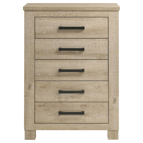 Oakglen Weathered Oak 5-drawer Bedroom Chest of Drawers - Ornate Home