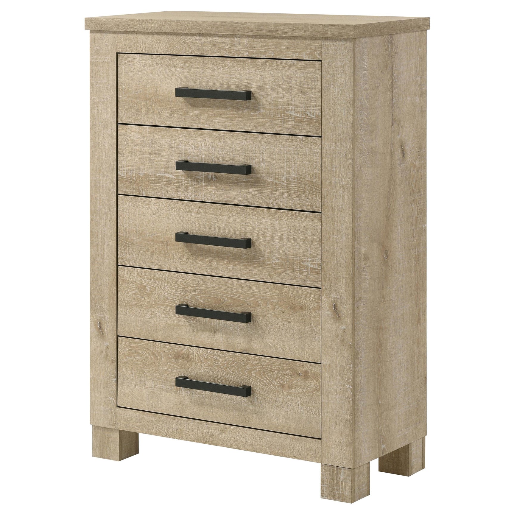 Oakglen Weathered Oak 5-drawer Bedroom Chest of Drawers - Ornate Home