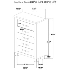 Oakglen Weathered Oak 5-drawer Bedroom Chest of Drawers - Ornate Home