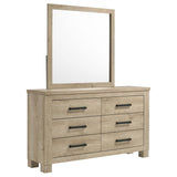 Oakglen Weathered Oak 6-drawer Bedroom Dresser and Mirror - Ornate Home