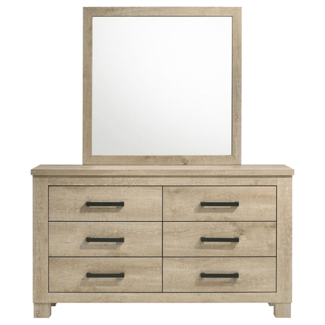 Oakglen Weathered Oak 6-drawer Bedroom Dresser and Mirror - Ornate Home