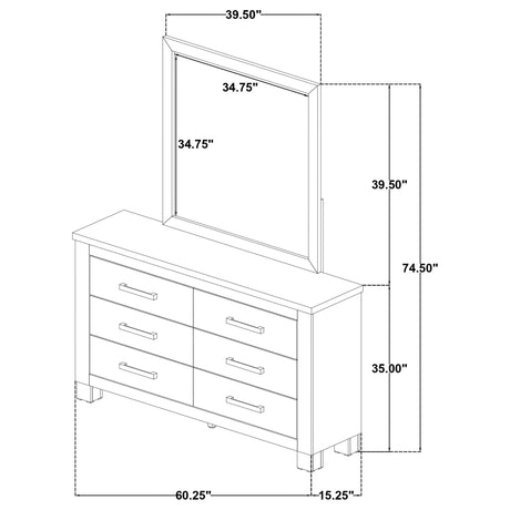 Oakglen Weathered Oak 6-drawer Bedroom Dresser and Mirror - Ornate Home