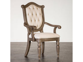 Oakham Weathered Oak/Beige Arm Chair (Set of 2) - Ornate Home