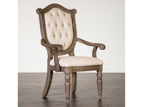 Oakham Weathered Oak/Beige Arm Chair (Set of 2) - Ornate Home