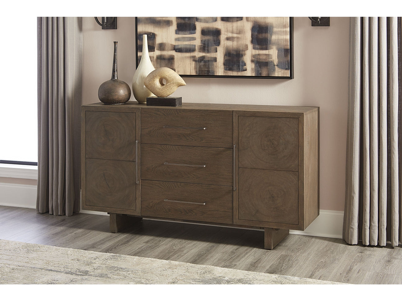 Oakland Three-Drawer Sideboard in Brunette - Ornate Home