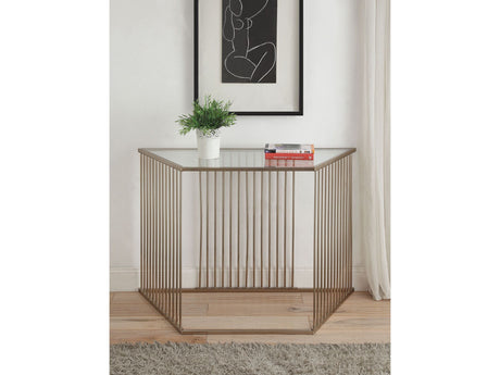 Oaklie Champagne & Clear Glass Sofa Table - Ornate Home