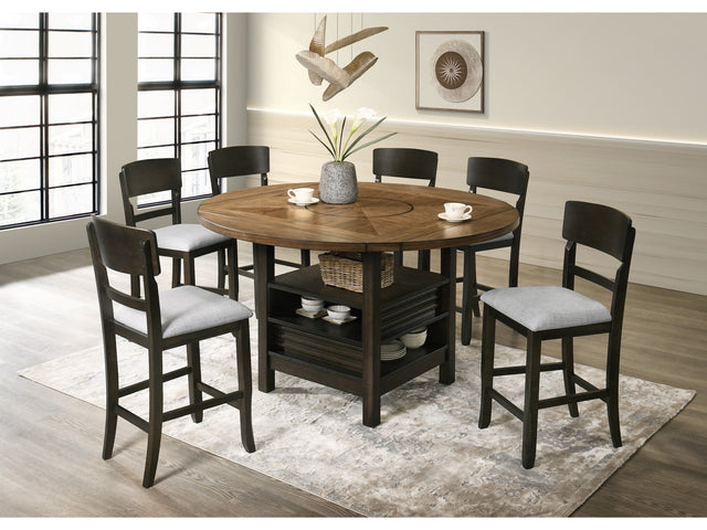 Oakly Brown Round/Square Counter Height Dining Set - Ornate Home