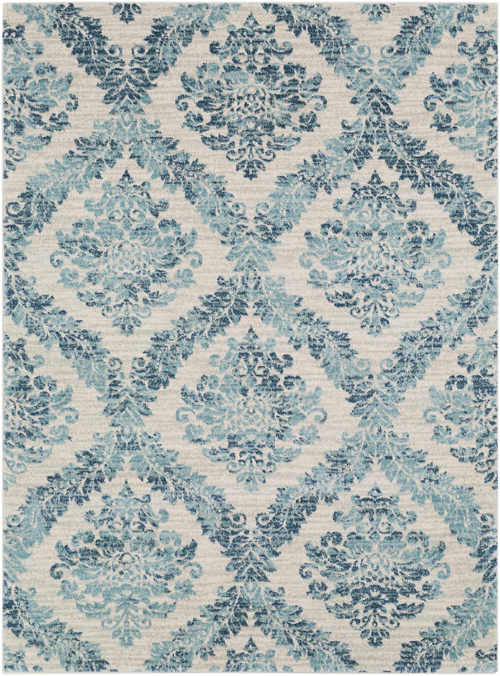 Oaklyn Teal Floral Diamonds Rug - Ornate Home