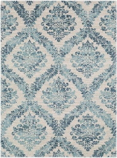 Oaklyn Teal Floral Diamonds Rug - Ornate Home