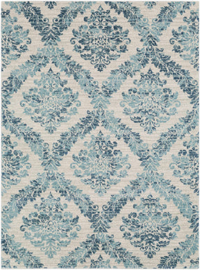 Oaklyn Teal Floral Diamonds Rug - Ornate Home