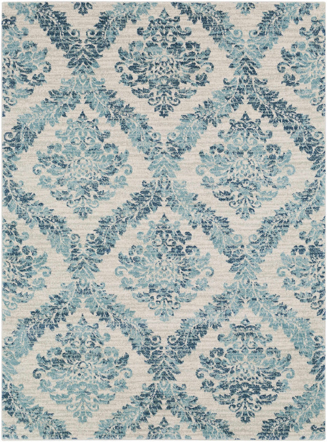 Oaklyn Teal Floral Diamonds Rug - Ornate Home