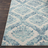 Oaklyn Teal Floral Diamonds Rug - Ornate Home