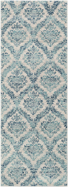 Oaklyn Teal Floral Diamonds Rug - Ornate Home