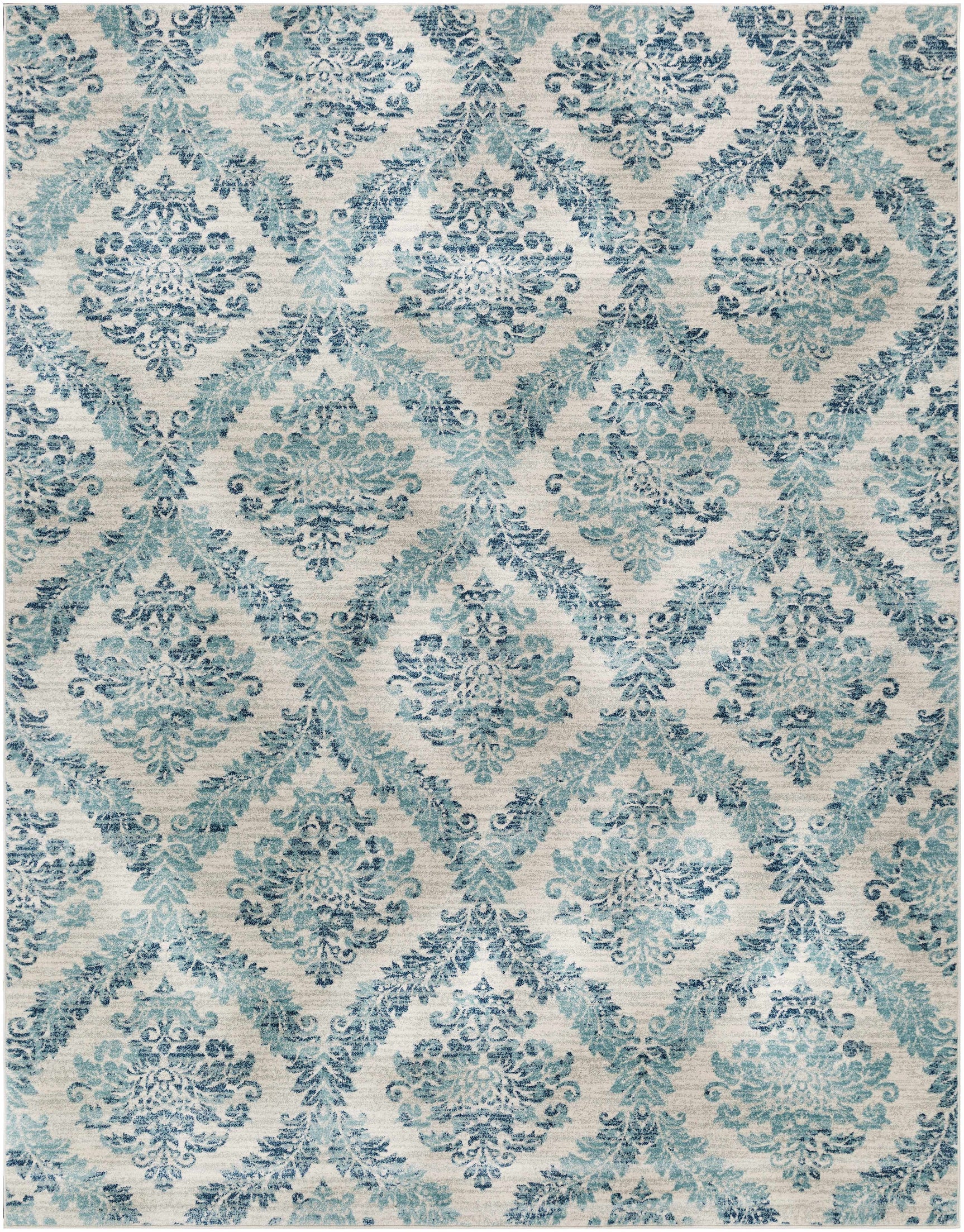 Oaklyn Teal Floral Diamonds Rug - Ornate Home