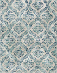 Oaklyn Teal Floral Diamonds Rug - Ornate Home