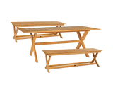 Oakville 3-Piece Rectangular Teak Outdoor Picnic Dining Set with Benches - Ornate Home