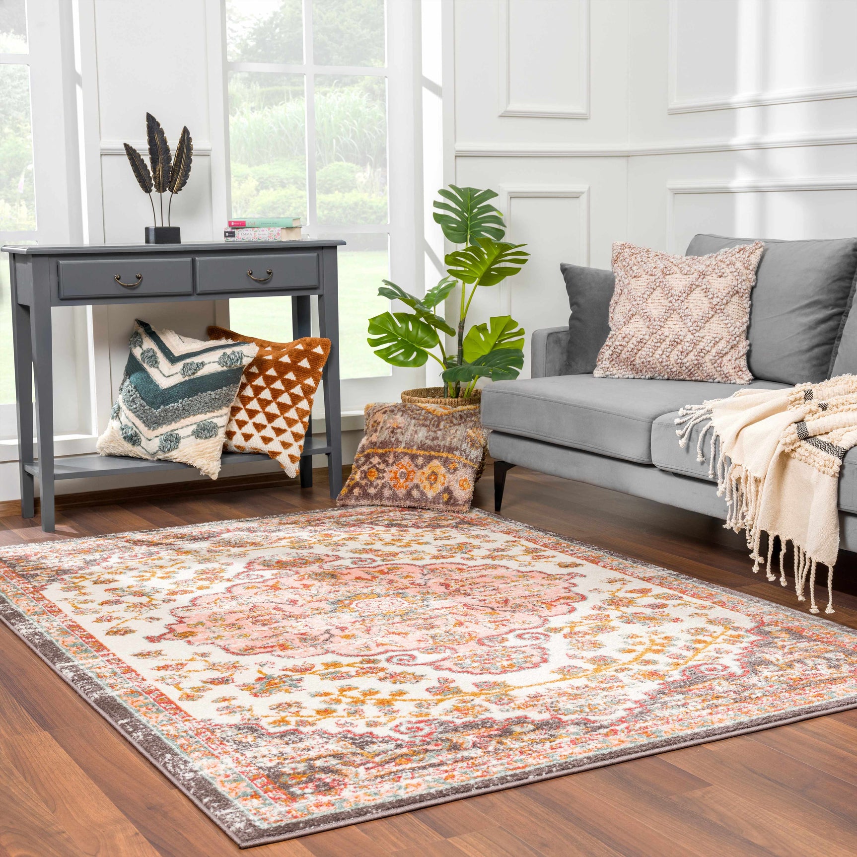 Oark Floral Medallion Area Rug - Ornate Home