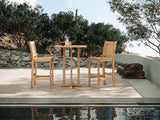 Oasis 3-Piece Square Teak Outdoor Bar Height Dining Set - Ornate Home
