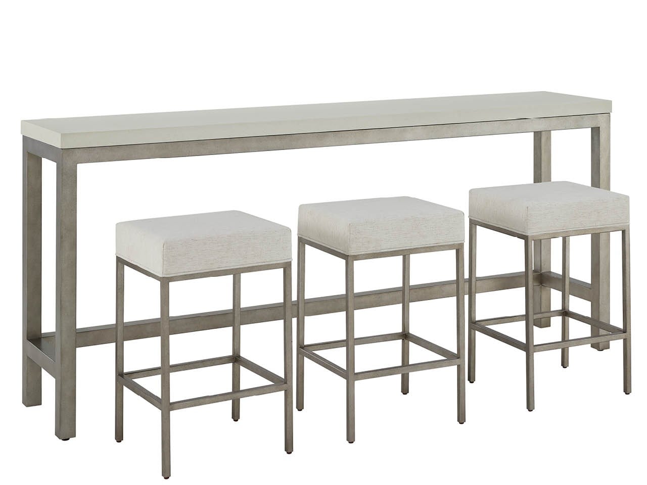 Oasis Antique Nickel Console w/ Stools - Ornate Home