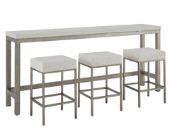 Oasis Antique Nickel Console w/ Stools - Ornate Home