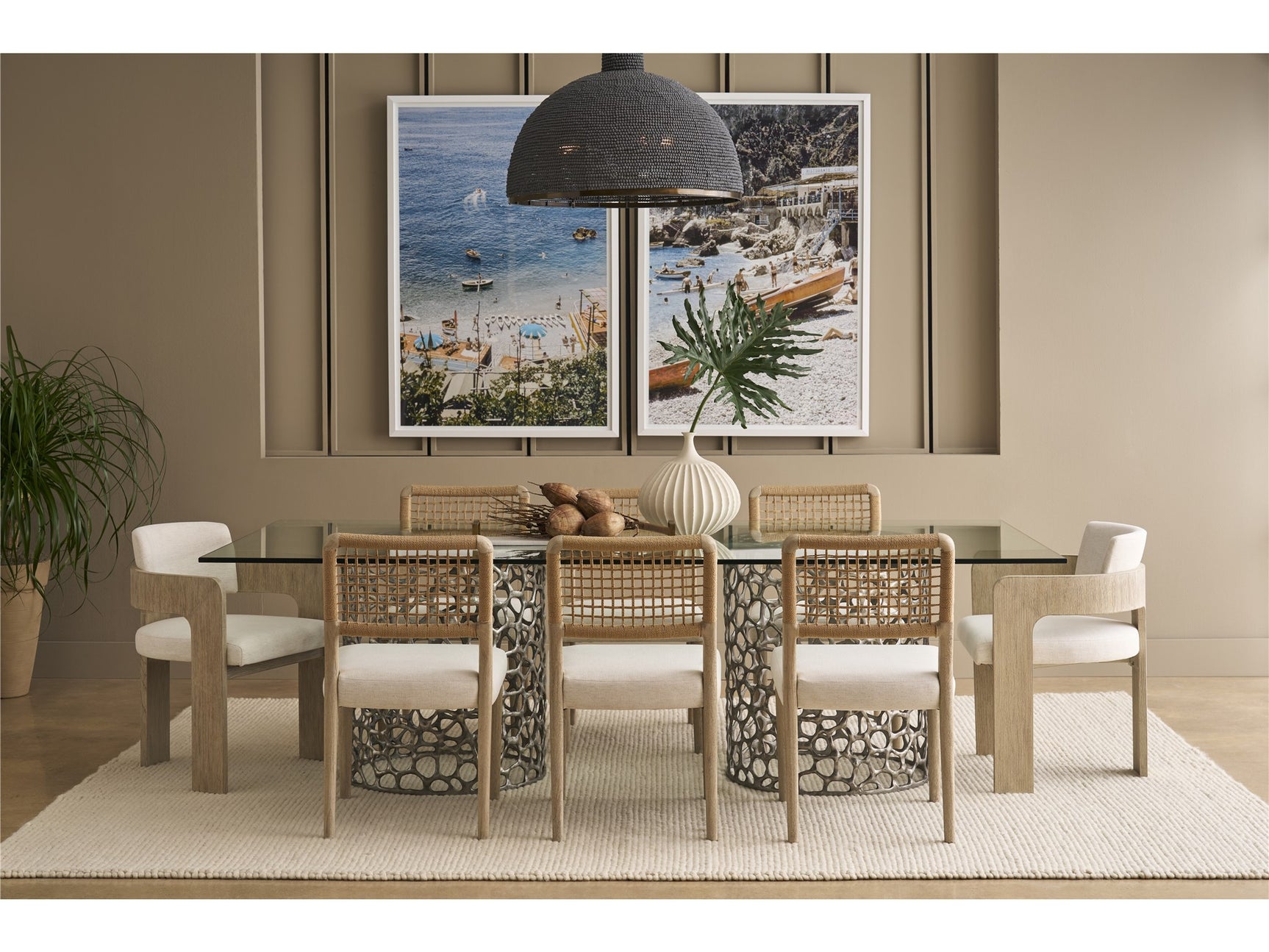 Oasis Antique Nickel/Tempered Glass Rectangular Dining Table - Ornate Home