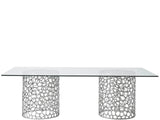 Oasis Antique Nickel/Tempered Glass Rectangular Dining Table - Ornate Home