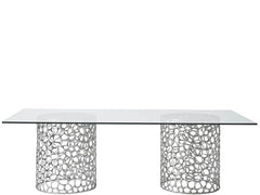 Oasis Antique Nickel/Tempered Glass Rectangular Dining Table - Ornate Home