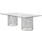 Oasis Antique Nickel/Tempered Glass Rectangular Dining Table - Ornate Home