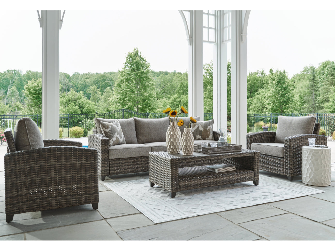 Oasis Court Gray Outdoor Seating Group (Set of 4) - Ornate Home